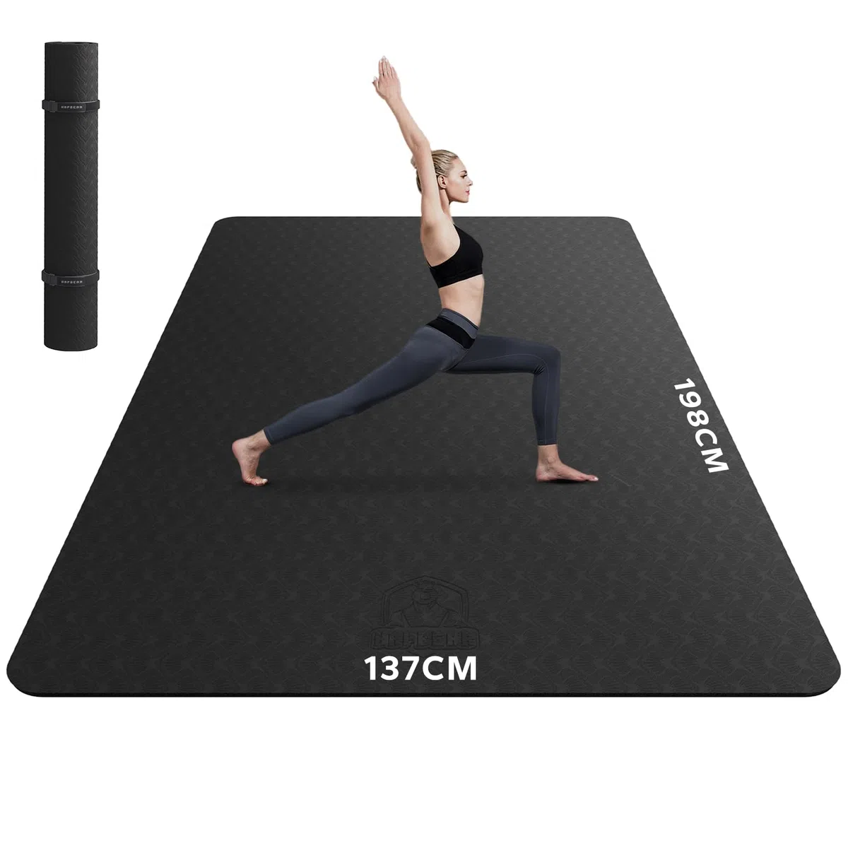 HAPBEAR Yogamatte XXL- Extra Groß Breit Yoga Matte, Sportmatte Fitnessmatte Rutschfest 198cm x137cm/183cm x122cm/183cm x116cm,Ultra Haltbar, Gymnastikmatte für Pilates, Gym, Zuhause, Workout