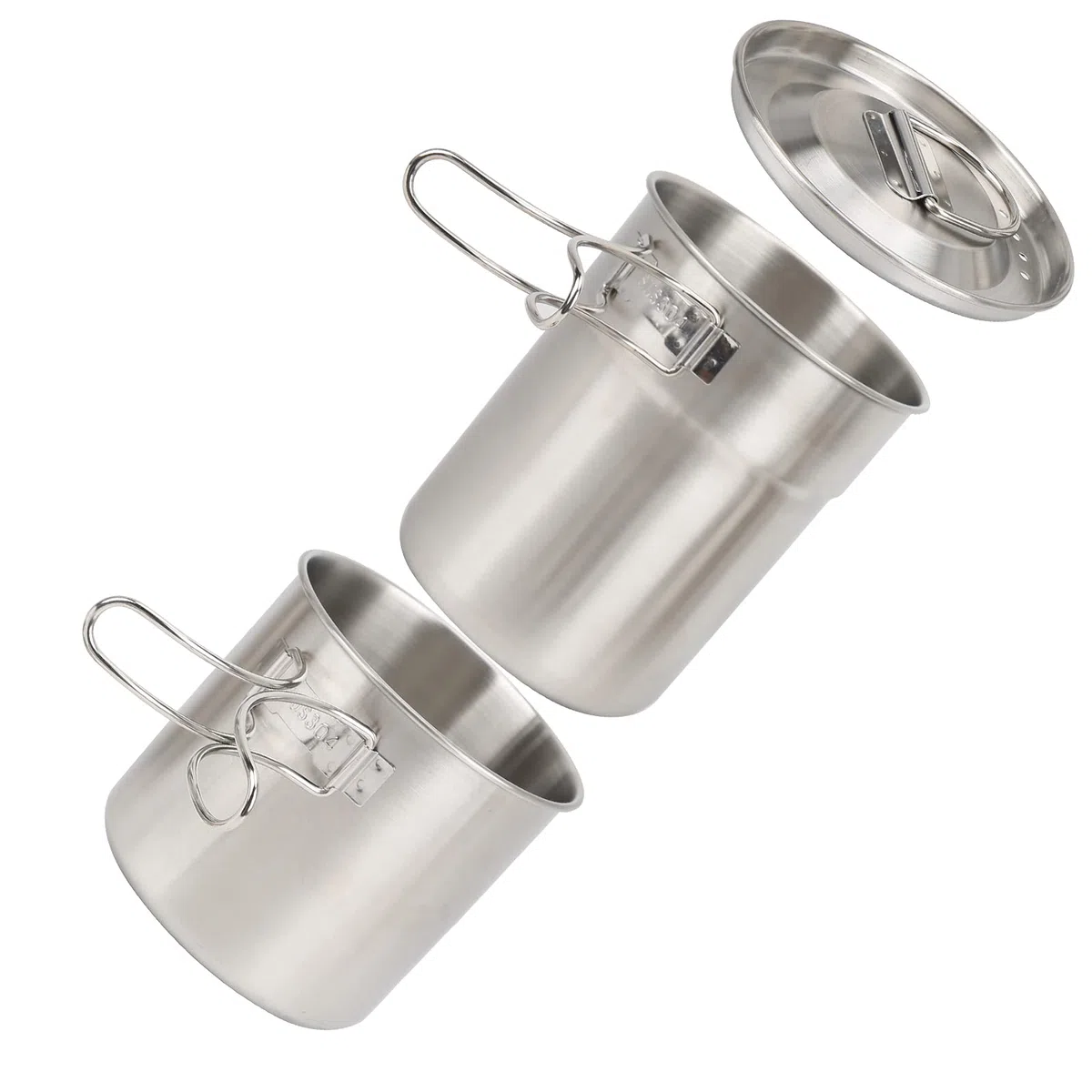 Küchentasse aus Edelstahl, 2-teilig, Küchentasse aus Edelstahl, faltbar, für den Außenbereich, Camp Cook Topf, Camping, Kochgeschirr