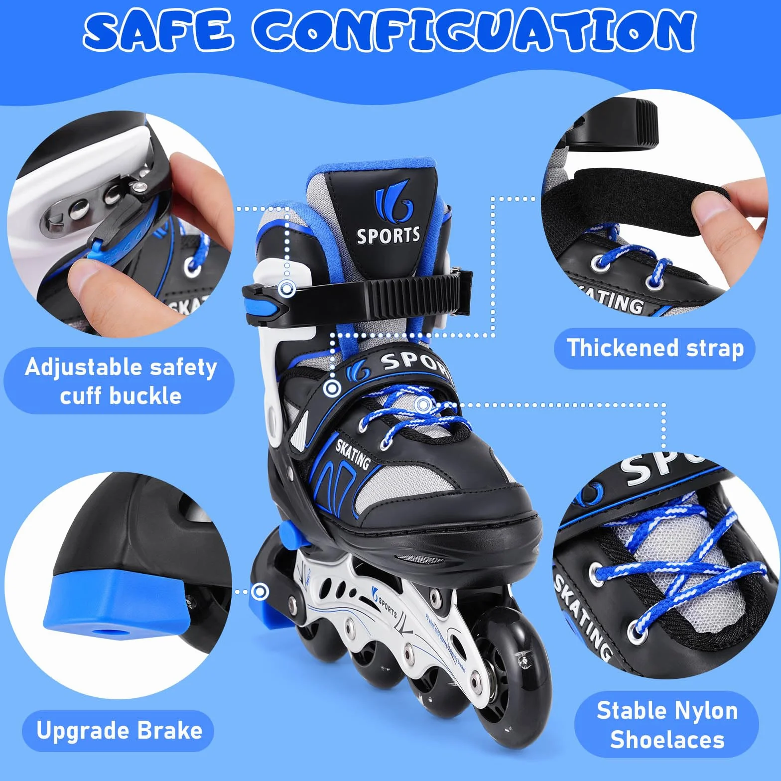 Inline Skates für Kinder Jungen Mädchen Anfänger, Inliner Herren Damen 4 Size verstellbare Rollschuhe mit Light Up Rollen.