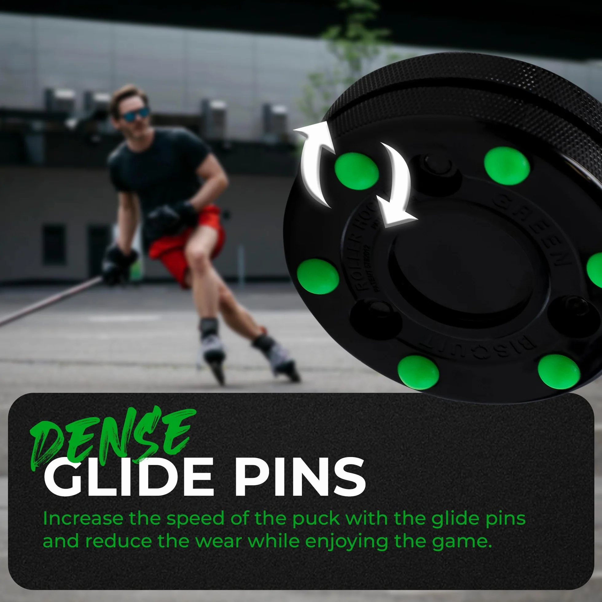 Green Biscuit Rollhockey-Puck, 2 Stück, NHL offizielle Off-Eishockey-Pucks für Schlägerhandhabung, Passing und Schießübungen – Outdoor-Straßenhockey-Puck, Durchmesser 7,6 cm, Dicke 2,5 cm