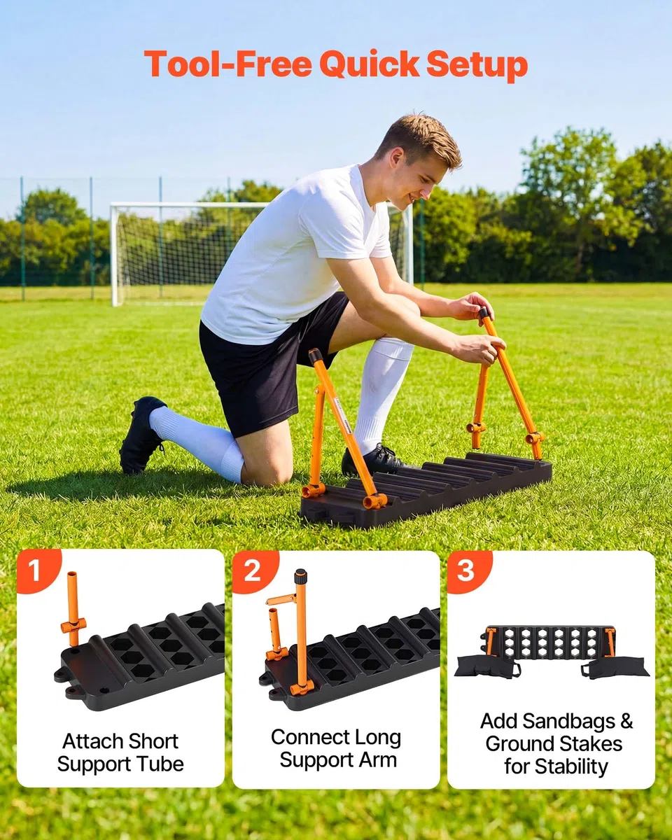 VEVOR Fußball Rebound Board 95 x 25 cm, Prellwand Brett Tragbar mit Doppeloberflächen und 3 Verstellbaren Winkeln, Fußballprellwand aus PP, Balltrainingsgerät für Pass- und Reaktionsübungen