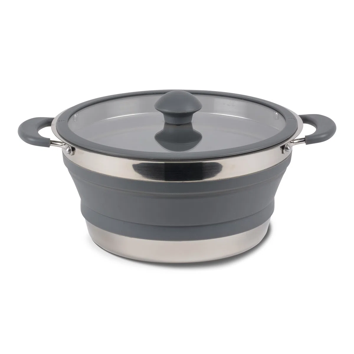 Kampa - Klappbarer Kochtopf - Zeltzubehör - Camping Zubehör - Campingtopf - Reise Gadgets - Grau - 1,5L