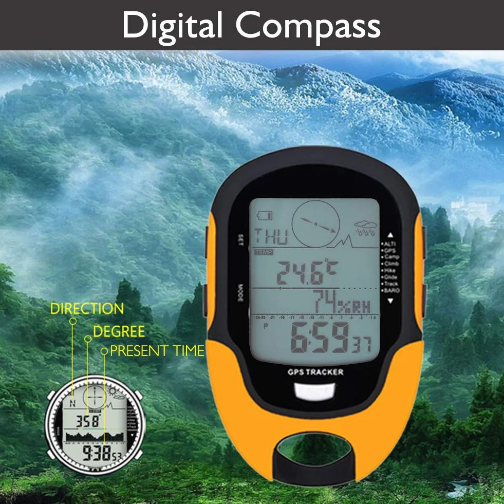 RiToEasysports Multifunktionales Digitales Höhenmesser-Barometer, Wiederaufladbarer USB-GPS-Navigationsempfänger für Outdoor-Klettern, Wandern, Jagen, Camping und Reisen Wandercamping