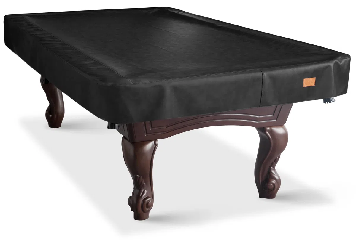 Heavy Duty Leatherette Billiard Pool Table Cover, Waterproof & Tearproof Cover for Pool Table 7/8/9FT (8FT Black/Faux Lambskin)