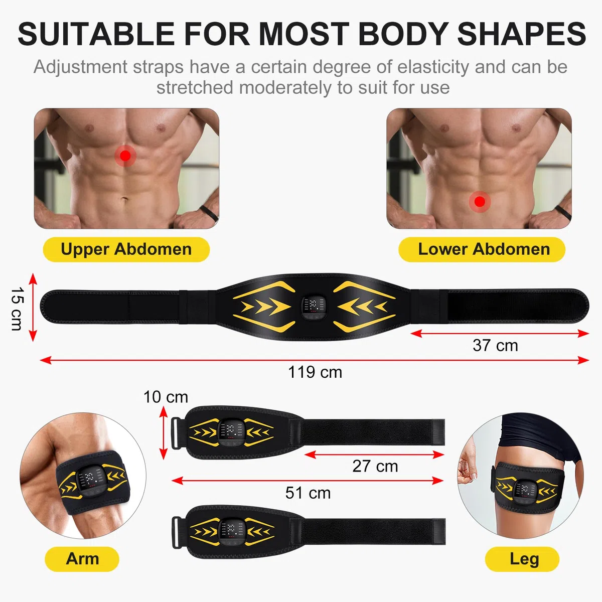 EMS Bauchmuskeltrainer,Bauchmuskeltrainer Elektrisch mit 10 Modi und 30 Intensitäten,USB-Wiederaufladbarer Tragbarer EMS Trainingsgerät, mit Nzeige des Kalorienverbrauchs,für Bauch,Arm,Bein