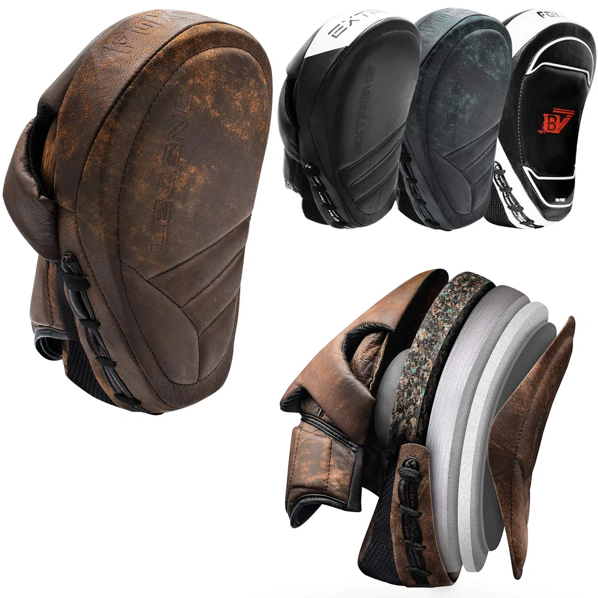 FOX-FIGHT Legend Focus Pads professionelle hochwertige Premium Qualität aus echtem Leder Handpratzen Schlagpratzen Pratzen Pratze Schlagkissen Boxpads Training Sparring MMA Kickbox Kampfsport BJJ