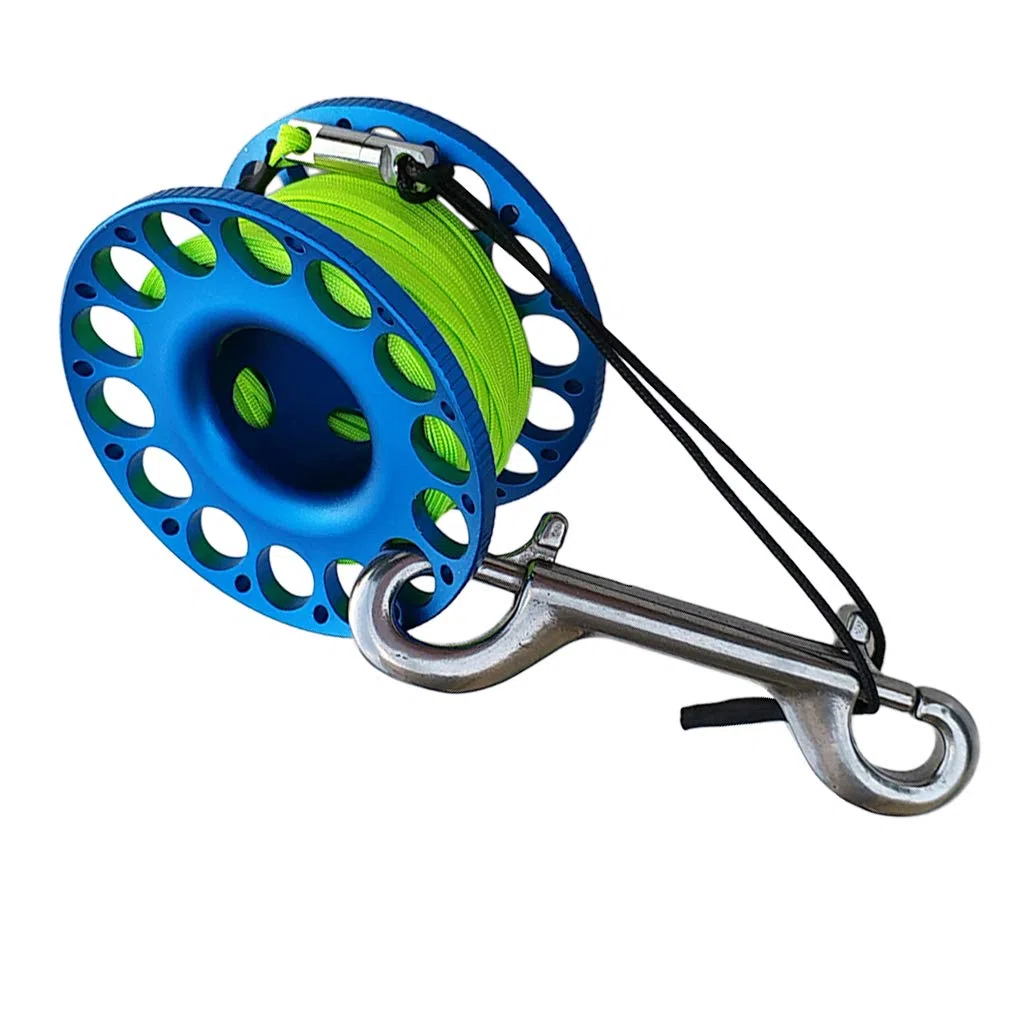 Baoblaze Hohe Qualität Aluminium Mini Reel Fingerreel Unterwasser Sport Finger Reel mit 15/30 Meter Leine und Karabinerhaken