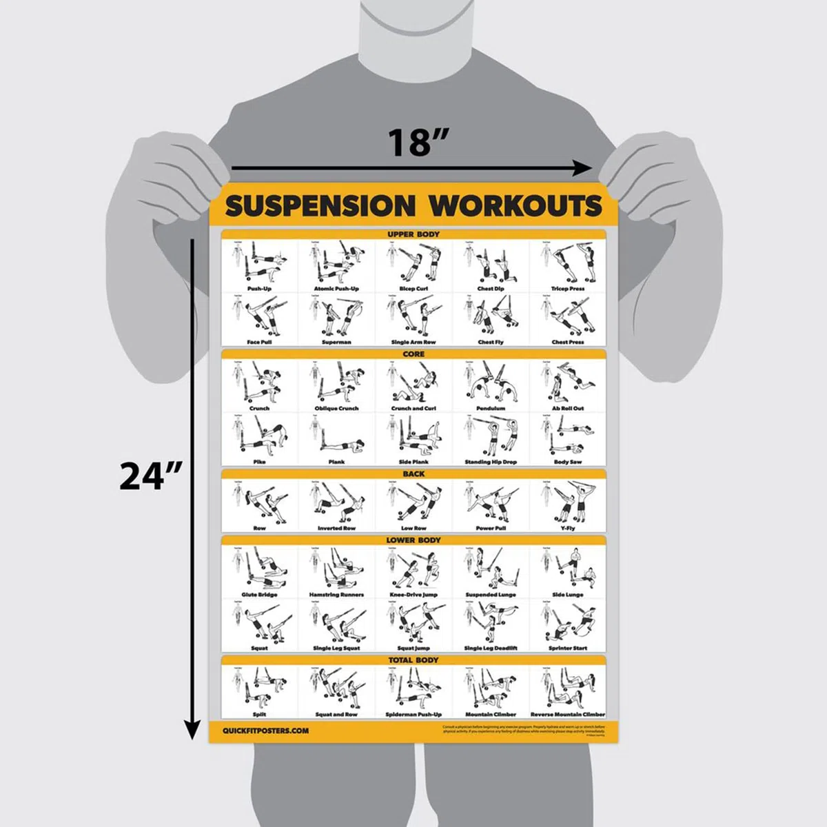 Palace Learning QuickFit Suspension Workout Übungsposter – doppelseitig, laminiert, 45,7 x 68,6 cm, laminiert, 18" x 27"