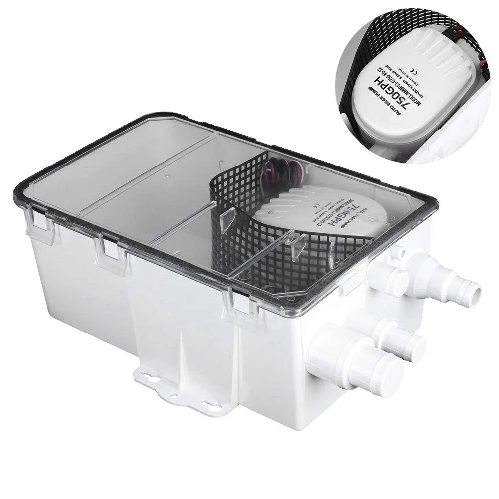 Duschwannenpumpensystem Abflusskit-System System mit mehreren Anschlüssen Einlassboot RV Bilge 12V 750GPH duschpumpen duschwannenpumpensystem