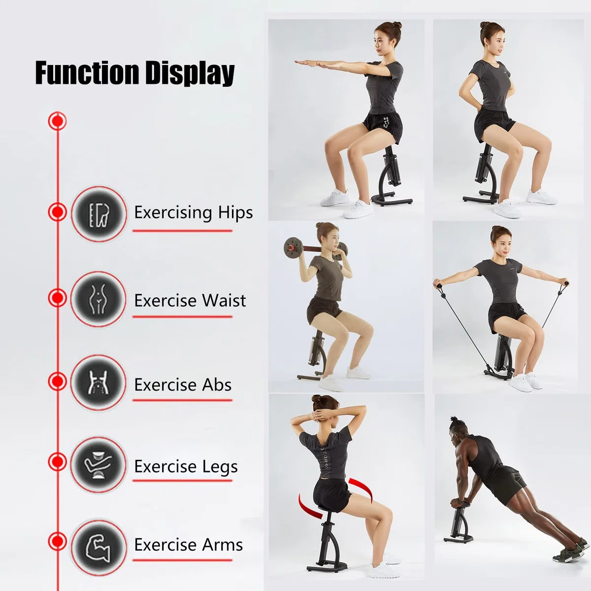 Hip Thrust und Squat Maschine für Gesäß- und Oberschenkeltraining, 6 einstellbare Stufen, kompaktes Heim-Fitnessgerät für effektives Fitnesstraining