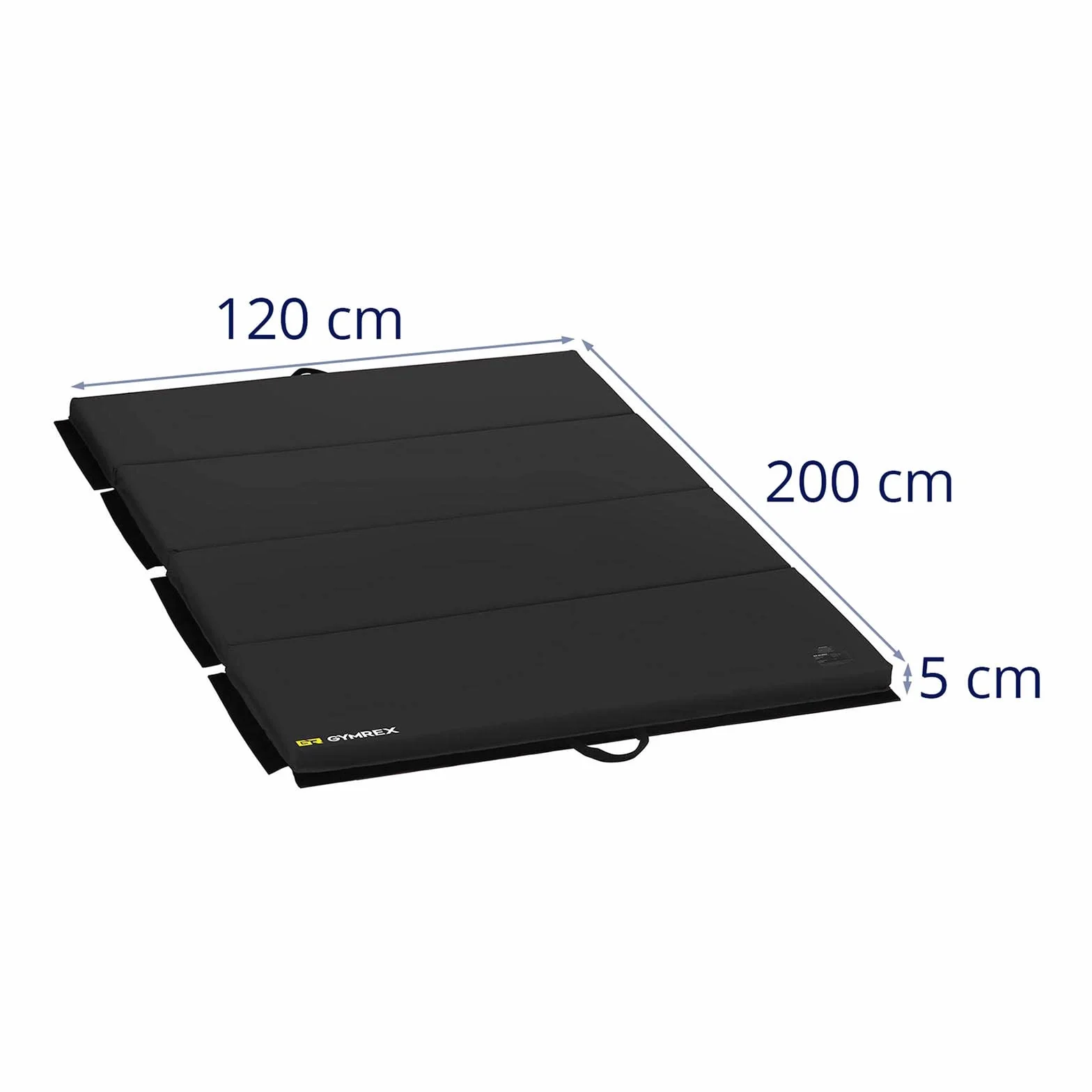 Gymrex GR-FM_19 Weichbodenmatte 200 x 120 x 5 cm faltbar Schwarz Turnmatte klappbare Turnmatte Gymnastikmatte faltbar