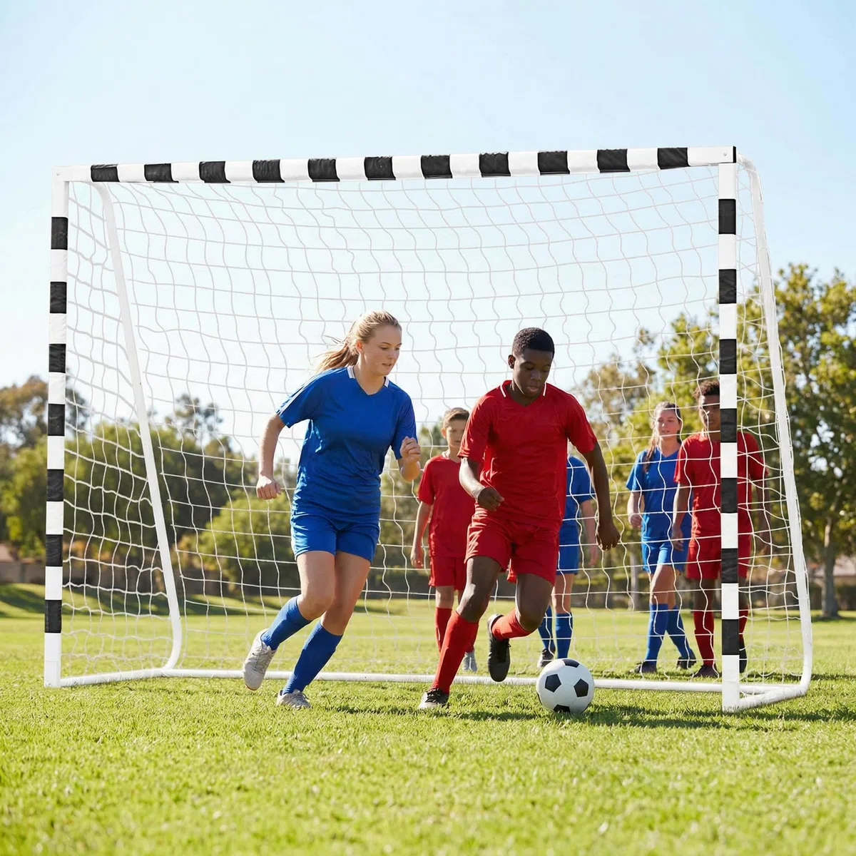 3m x 2m Futsal-Fußballtor | Standardgröße für Garten & Kleinfeld | Extrem stabiles Fußballtor mit Schnellaufbau-System | Wetterfestes 2mm HDPE-Netz