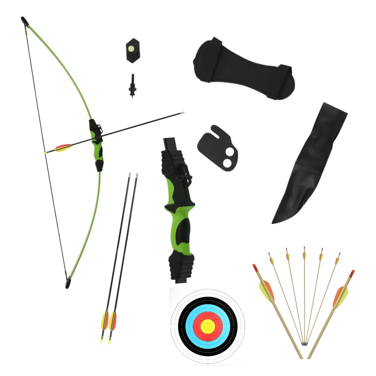 Set - Ideal für Junge Bogenschützen - Recurvebogen 18 lbs ab 8J. inkl. Zubehör für spannende Bogenschießabenteuer, beidhändig