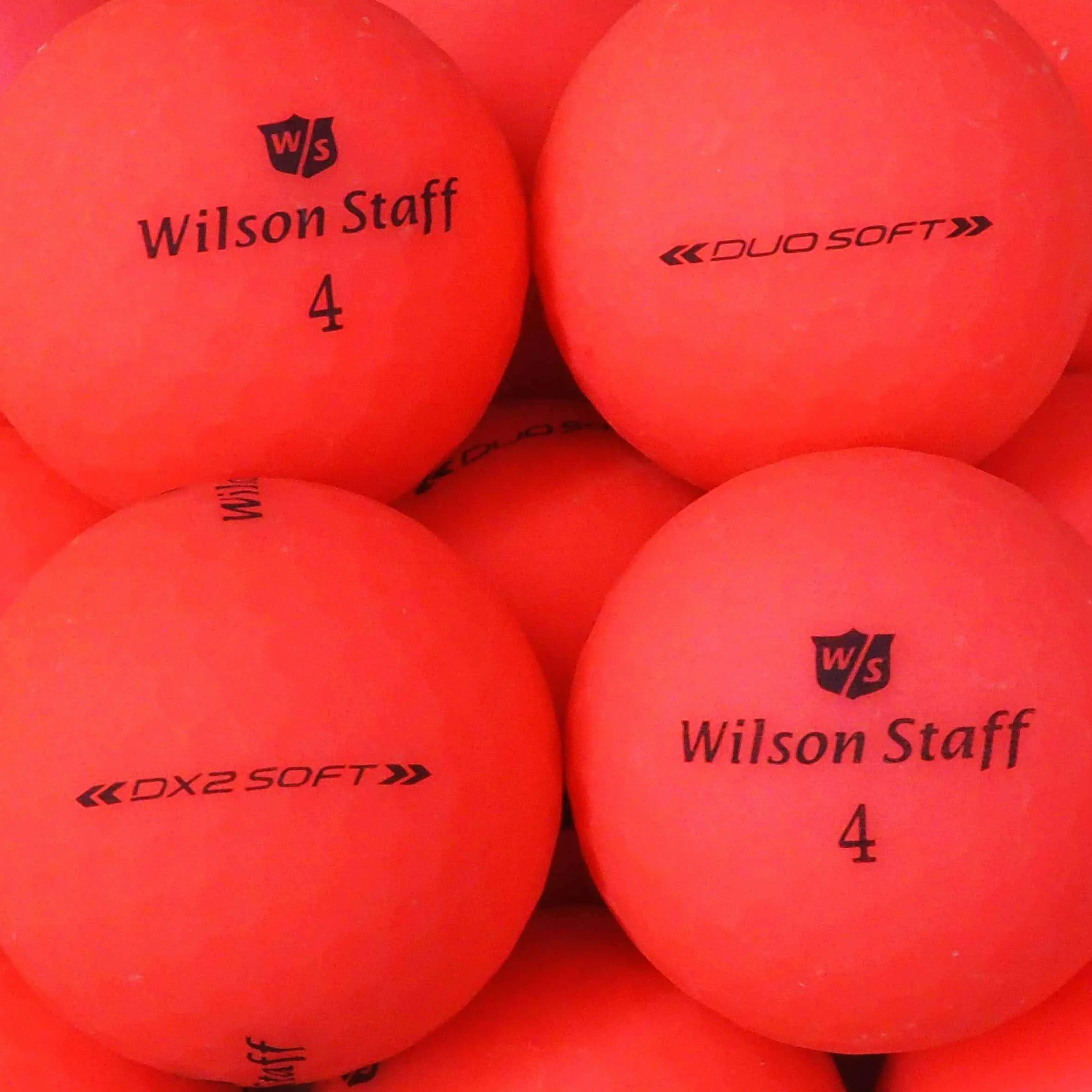 24 Wilson Staff Dx2 / Duo Soft Optix Golfbälle - AAAAA - PremiumSelection - Rot - Mattes Finish - Lakeballs - gebrauchte Golfbälle - im Netzbeutel