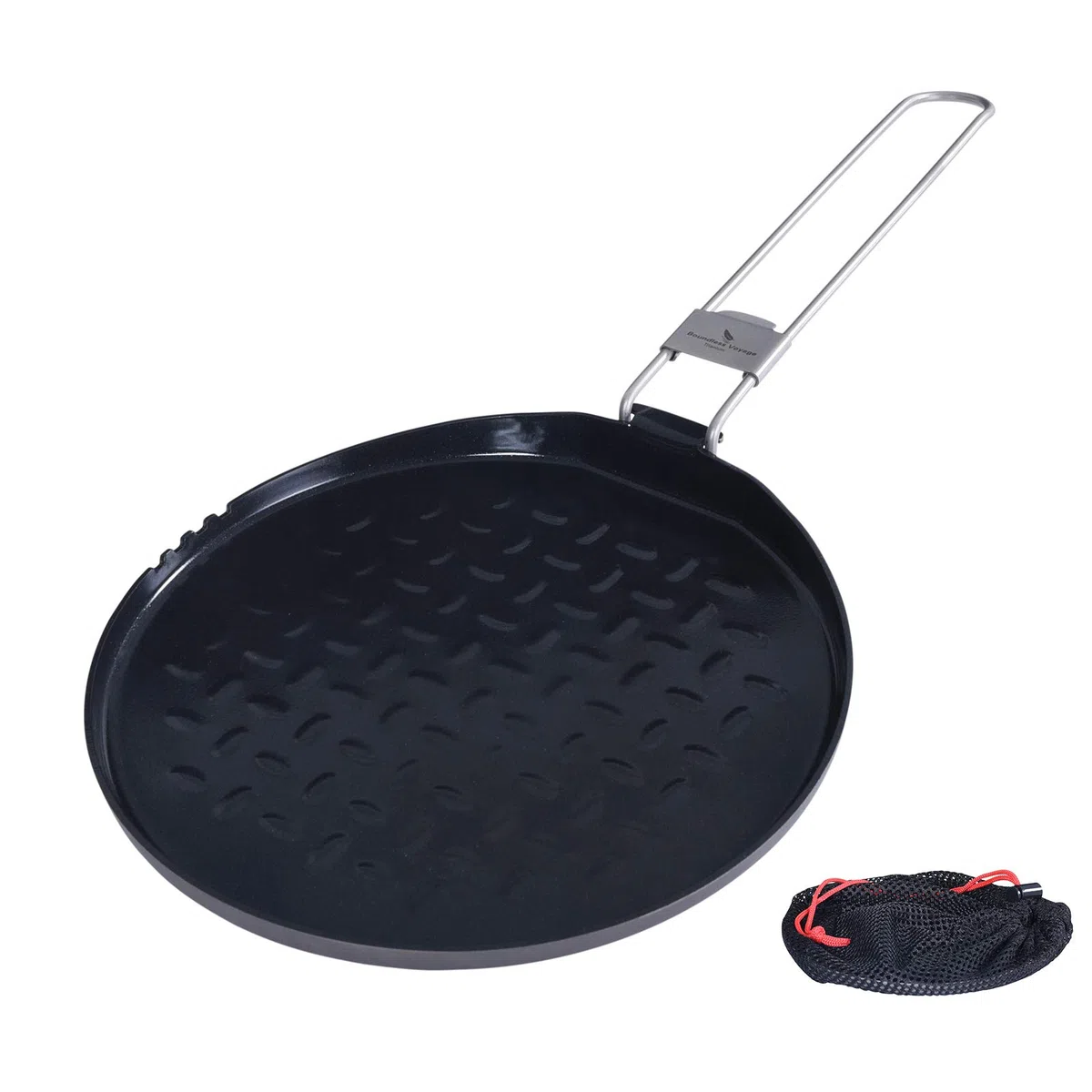 Boundless Voyage Titan Antihaftpfanne Titan Bratpfannenplatte Teller mit Klappgriff für Outdoor-Camping Picknick Wandern Ti15168B
