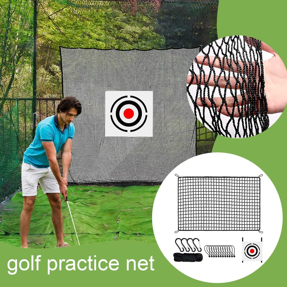 Golf Übungsnetz, 2x2m/2x /3X Golfnetz mit Zieltuch, tragbares Golfnetz Outdoor -Indoor -Sportbarriere -Netz für Golf, Hockey, Baseball