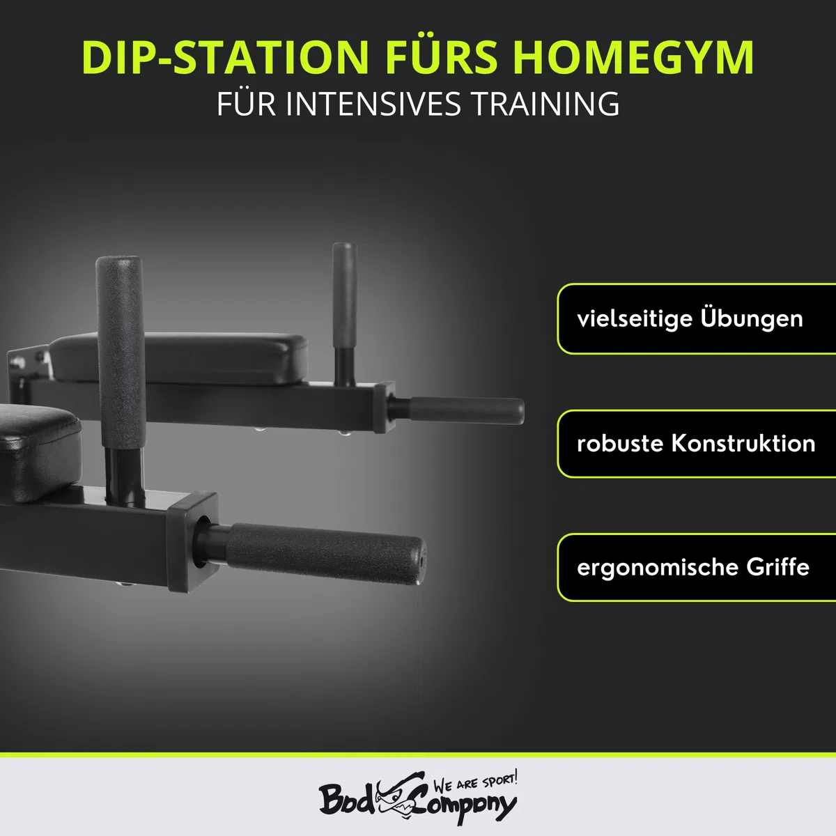 Bad Company Dip-Station zur Wandmontage I Dips-Barren zur Anbringung an der Wand für das Homegym I Parallettes I BCA-46
