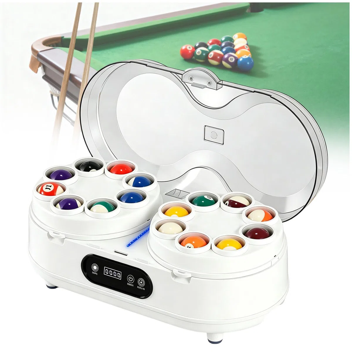 Vollautomatische Billardkugel-Poliermaschine – Professioneller Elektrischer Billardkugel-Reiniger für Trainingszentren und Billardclubs White-57.2mm/2.25"