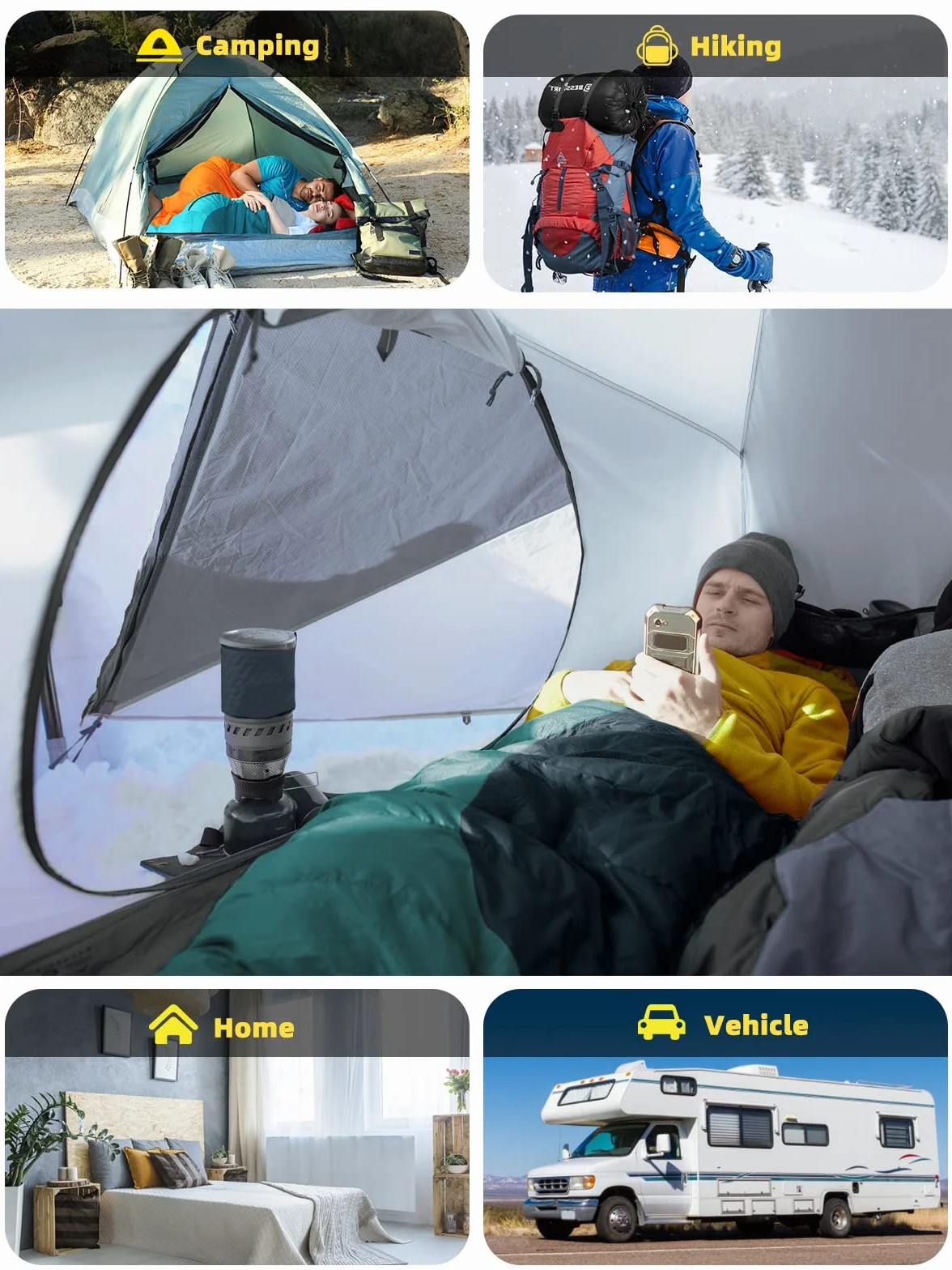 Bessport Schlafsack -10 ℃ - 15 ℃ 4 Jahreszeiten Winter Mumienschlafsack Wasserabweisend Schlafsack für Reise Zelten Camping Outdoor Camping oder Indoor