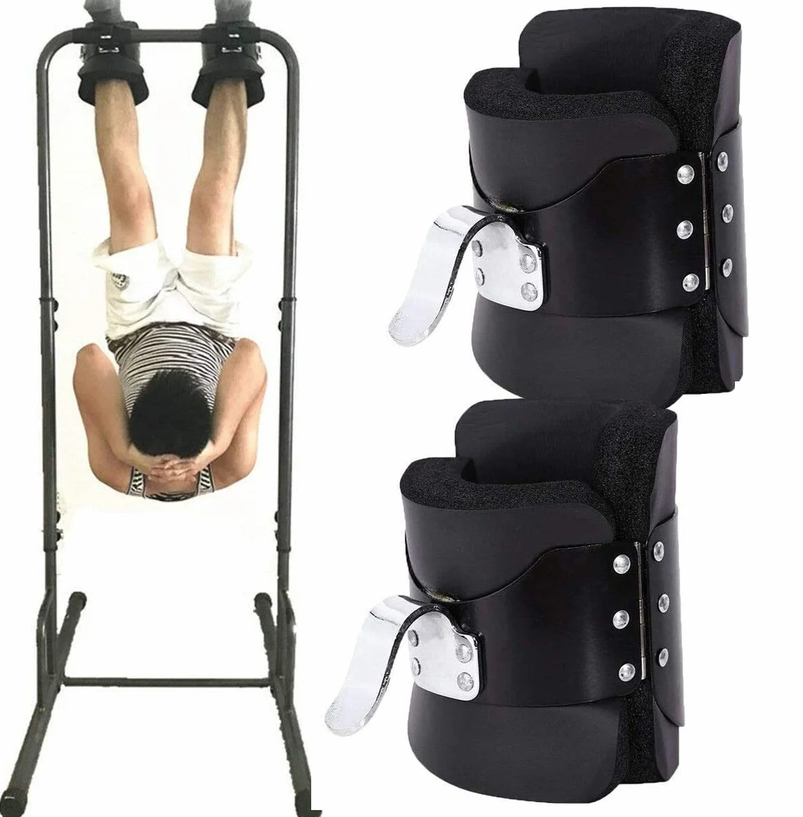Schwerkraft-Stiefel zur Stärkung des Rumpfes und zur Linderung von Rückenschmerzen, Inversions-Fitness-Trainingsgerät mit Handstandstange und Bauch-Crunch-Haken
