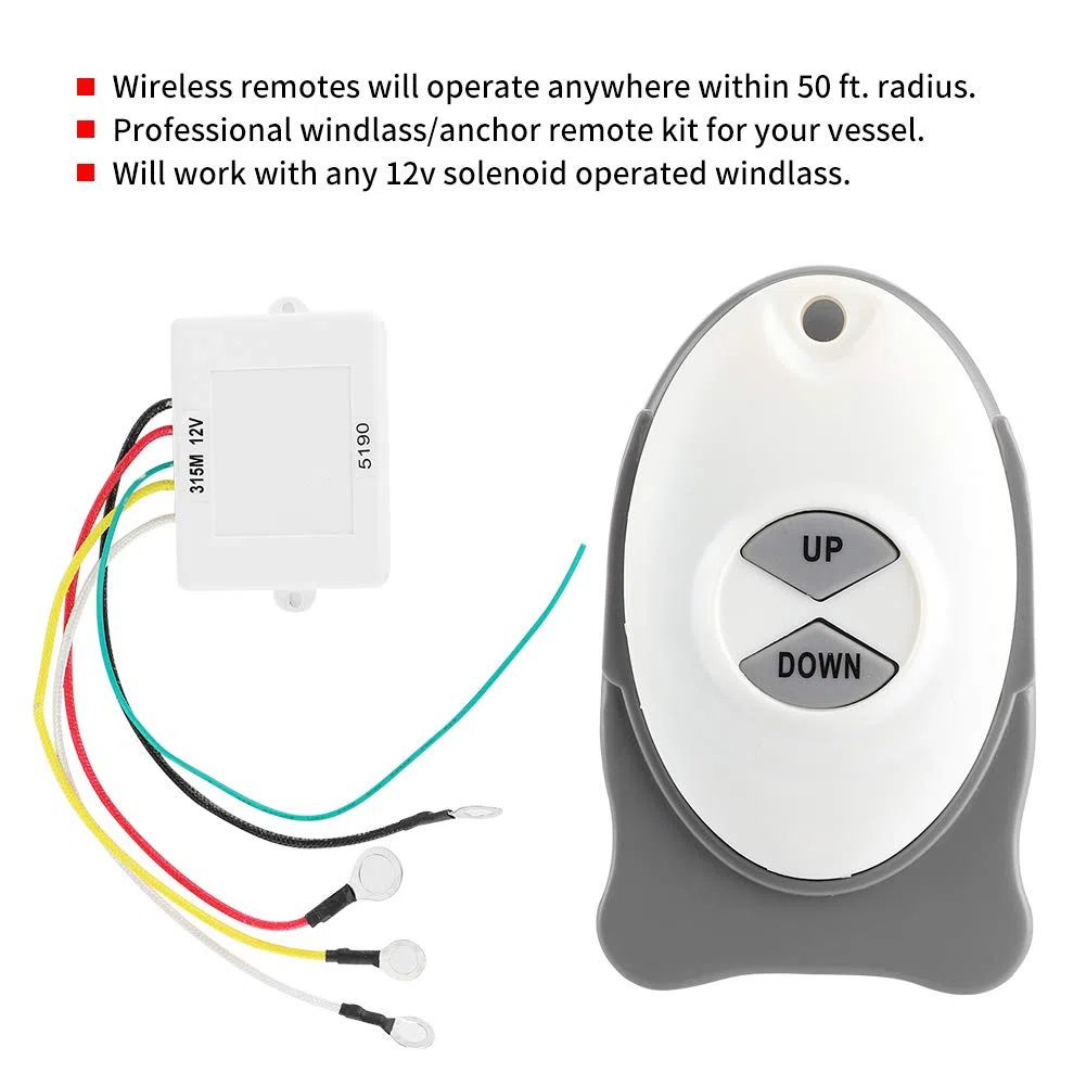 Anchor Remote Ankerwinde Funkschalter 12V Anker Ankerwinde Funkschalter Empfänger Wasserdichter Segelverkleidungsregler Zugang zum Marineboot