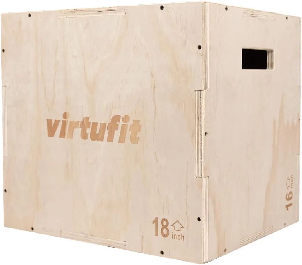 VirtuFit Holz-Plyo-Box 3-in-1 - Klein - 40 x 45 x 50 cm - Jump Box - Plyometrische Speungbox