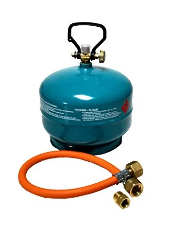 Gasflasche Propan Butan Gas 3 kg + Adapter + Umfüllschlauch Aktionsset leer befüllbar