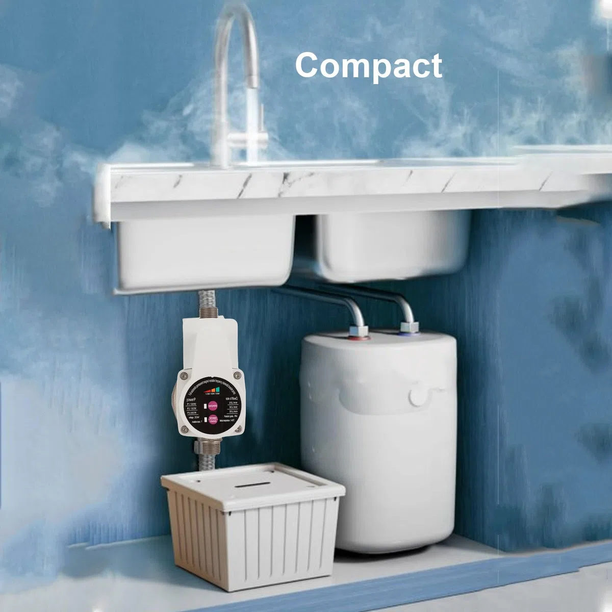 Weytoll Wasserdruckerhöhungspumpe, automatisch, leise, bürstenloser Motor mit 3 Geschwindigkeiten für Wasserhähne, Toiletten, Boiler, Duschen (EU -Stecker)