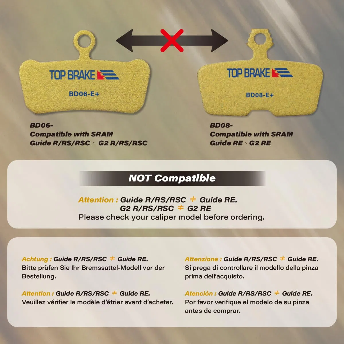 TOP BRAKE Scheibenbremsbeläge kompatibel mit SRAM AVID Code R RE RSC, DB8, Motive | MTB eMTB Downhill Trail Enduro All Mountain | 2026 iF Design Award
