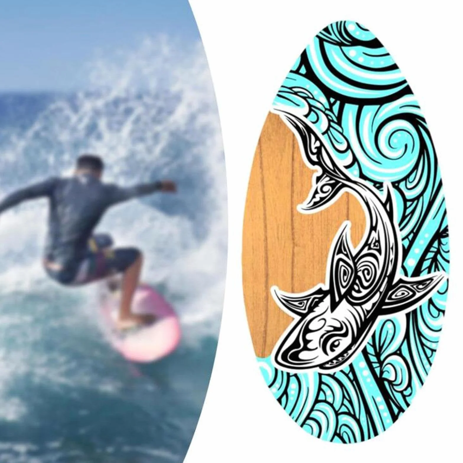 Gralara Skimboards fürs Surfen, Skimboard Surfbrett Holz Wellenbrett, Strand Sandbrett Holz Skimboard, Skimboard Flachwasser Strandspielzeug für Anfänger Jungen Mädchen Universal Kinder Teens