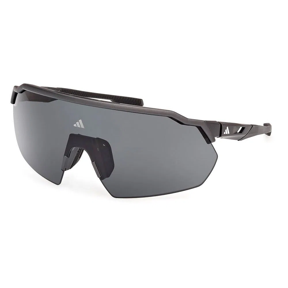 adidas Sport SP0093 Sonnenbrille Herren und Damen, Unisex Sportliche Dünne und Leichte Sonnenbrille, Bildschirm Linsenform, Inklusive Etui, Polarisierte Rauchgläser, Matt Schwarz