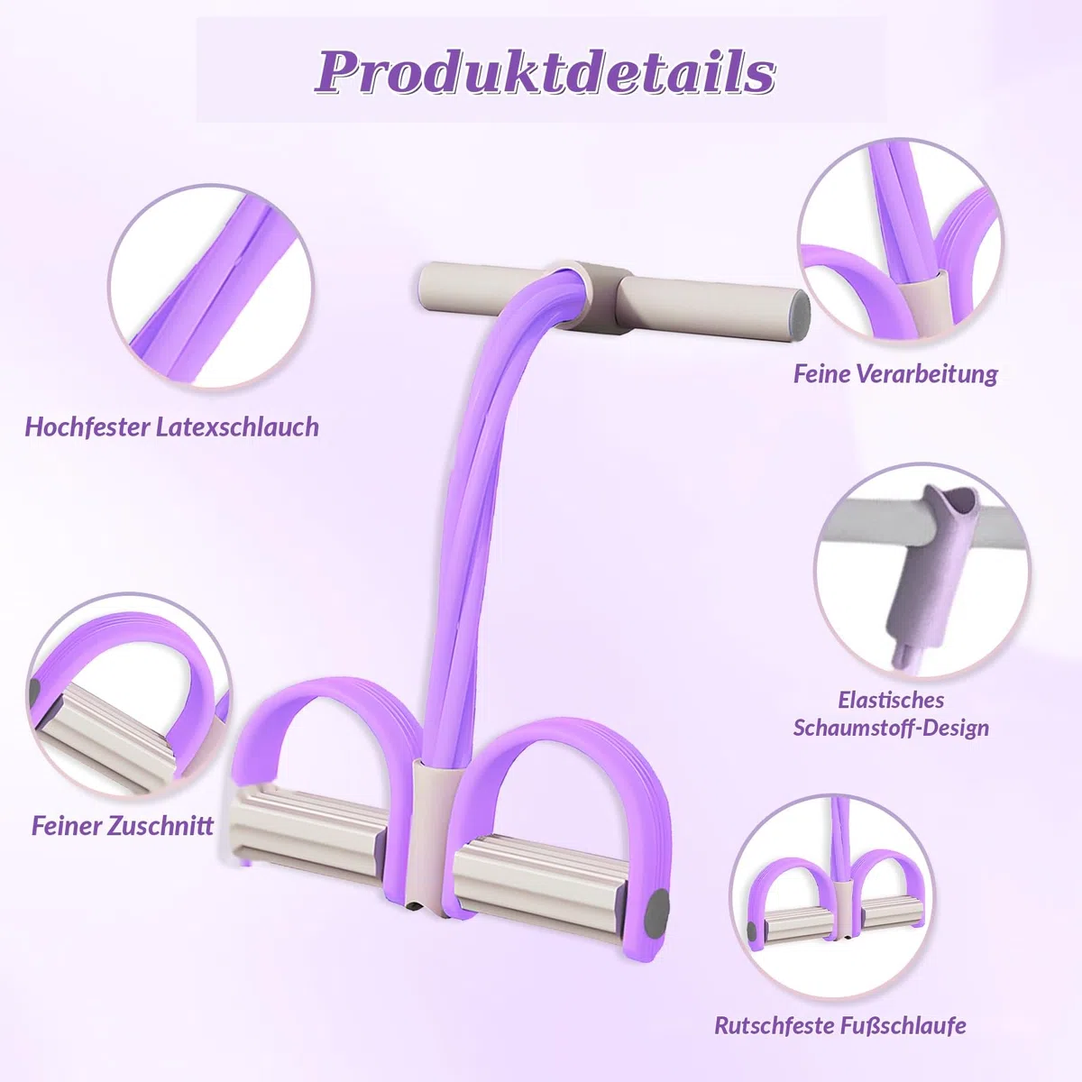 Pedal Widerstandsband mit Griff, Bauchtrainer für Zuhause, Sit Up Trainingsgeräte Bodybuilding Expander, 6 Tubes Elastische Zugseil, Resistance Bands Fitnessgeräte für Zuhause Abnehmen Training