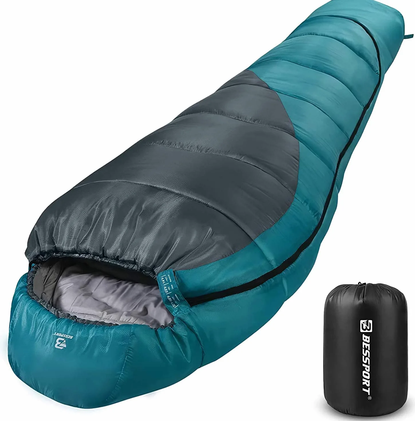 Bessport Schlafsack -10 ℃ - 15 ℃ 4 Jahreszeiten Winter Mumienschlafsack Wasserabweisend Schlafsack für Reise Zelten Camping Outdoor Camping oder Indoor
