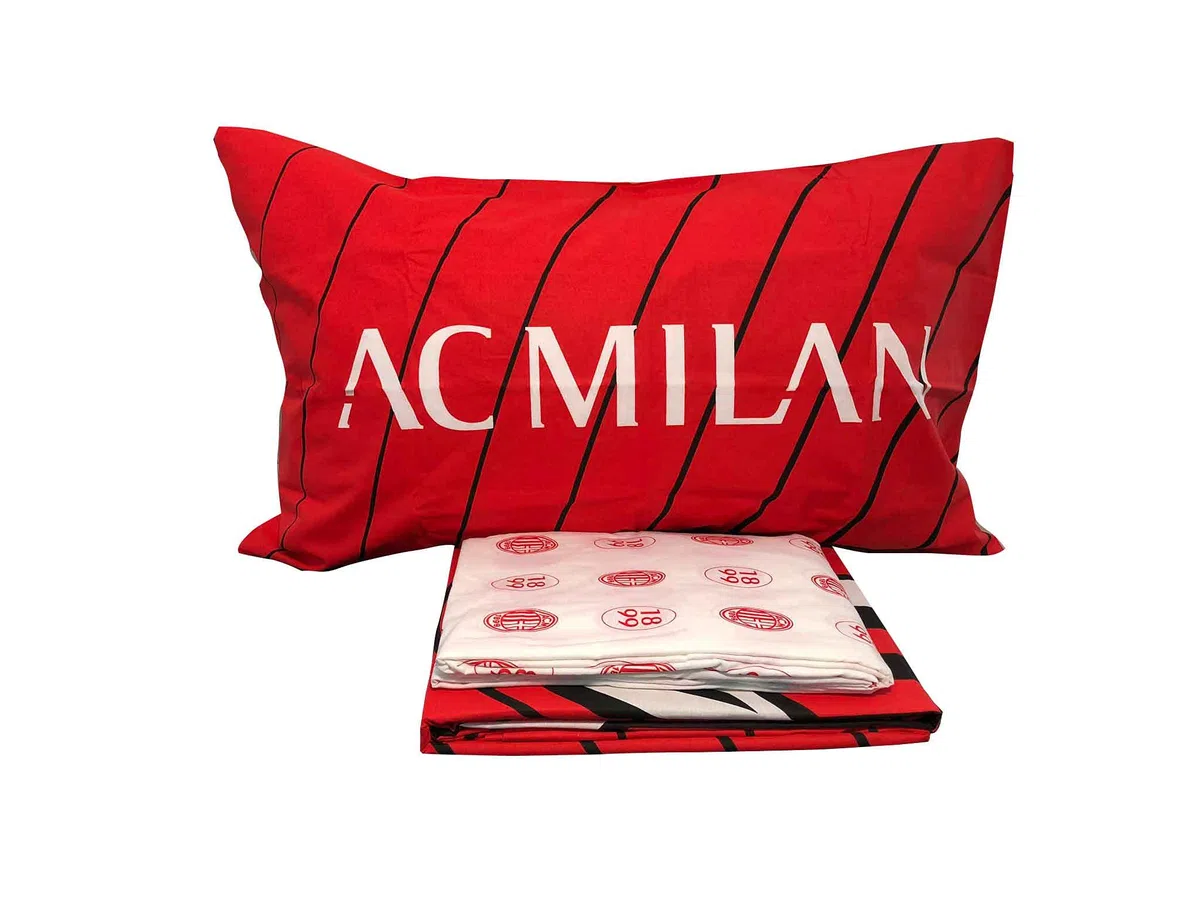 AC Milan A.C. Milan hermet 1 halbes Bettlaken-Set, 100% Baumwolle, rot schwarz