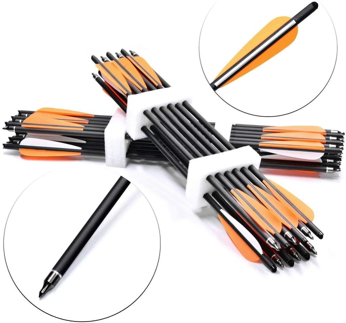 24Stück Armbrustbolzen Bolzen für Armbrust 20 Zoll,18 Zoll Armbrustpfeile mit Ersatzschraube Pfeilspitze,Jagdbogenschießen Carbonpfeile mit 4 Zoll Flügeln