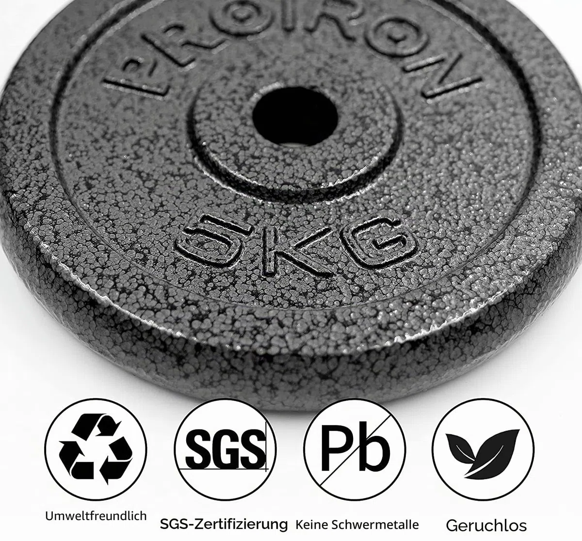 PROIRON Hantelscheiben-Set aus Gusseisen, 1,25 kg, 2,5 kg, 5 kg, 10 kg (verschiedene Größen) für 2,5 cm Hantelstange