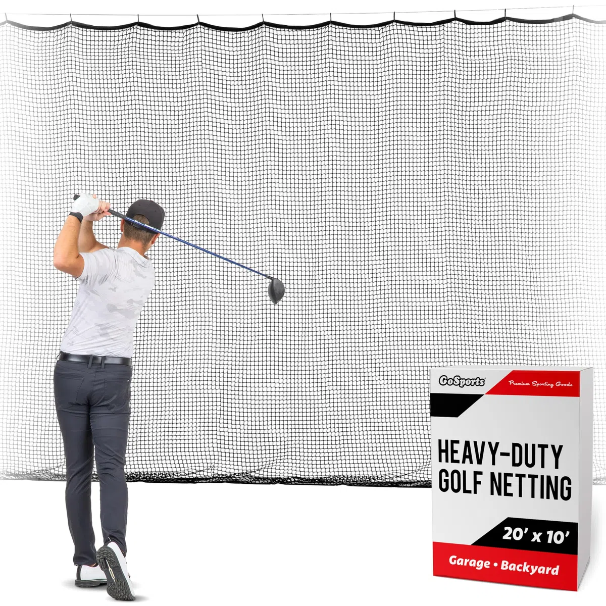 GoSports Sportnetz, Schlagnetz für Golf, Baseball, Hockey, Fußball, LAX und mehr, 3 m, 4,5 m oder 6 m