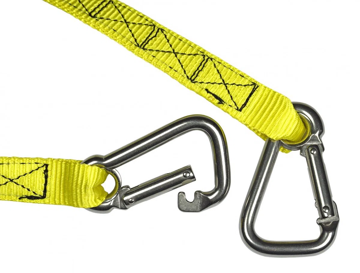 Navyline 3-Punkt Lifeline - Sicherungsleine mit 3 Karabinern - Gelb, D-Form, Twist Lock, Bootsausstattung, Klettern