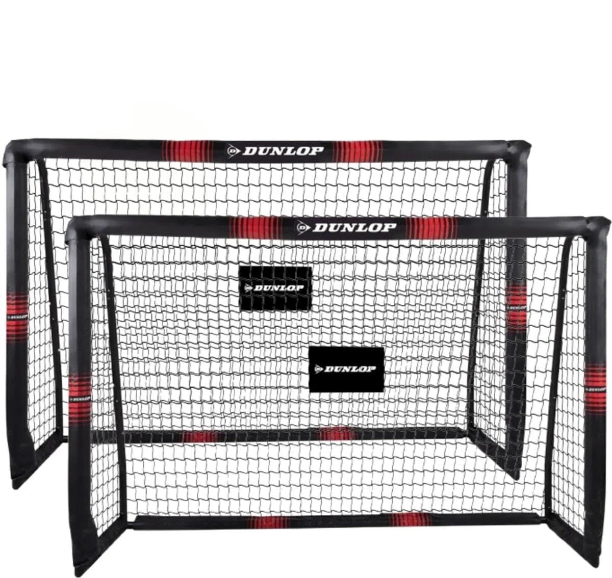 Dunlop Fußballtor Set mit 2 Stück - Fussballtor 180 x 120 x 60 cm - Fussball Trainingszubehör für Innen und Außen - Metall - Schwarz/Rot