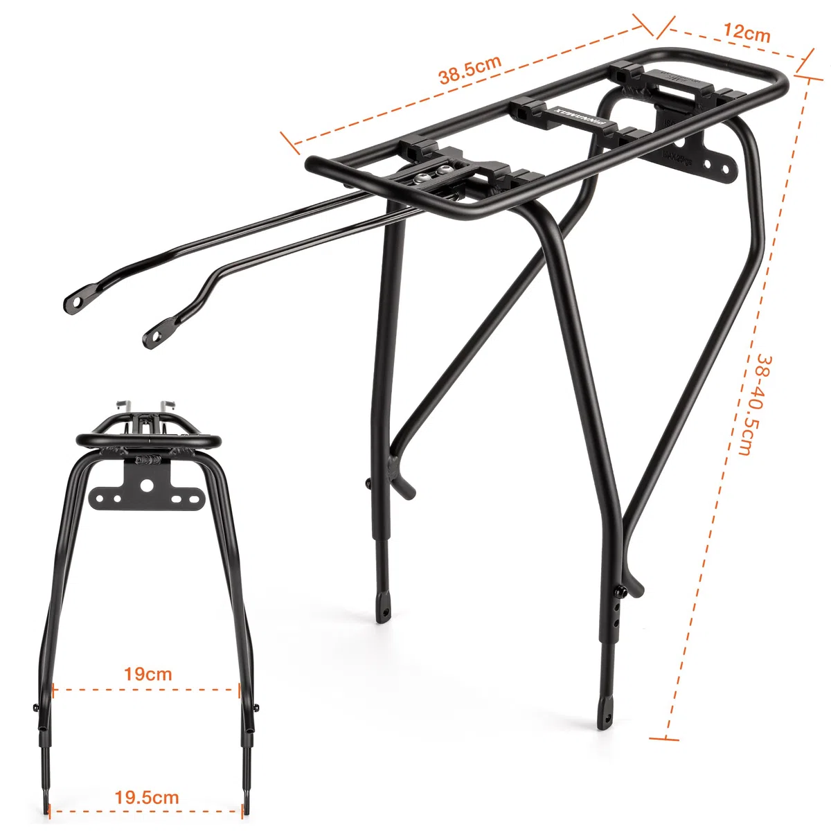 Fahrrad-Heckträger – Gepäckträger kompatibel mit MIK-System, Fahrrad-Gepäckträger für Scheibenbremsen/Nicht-Scheibenbremsen – Höhenverstellbar für 26"-29" Rahmen