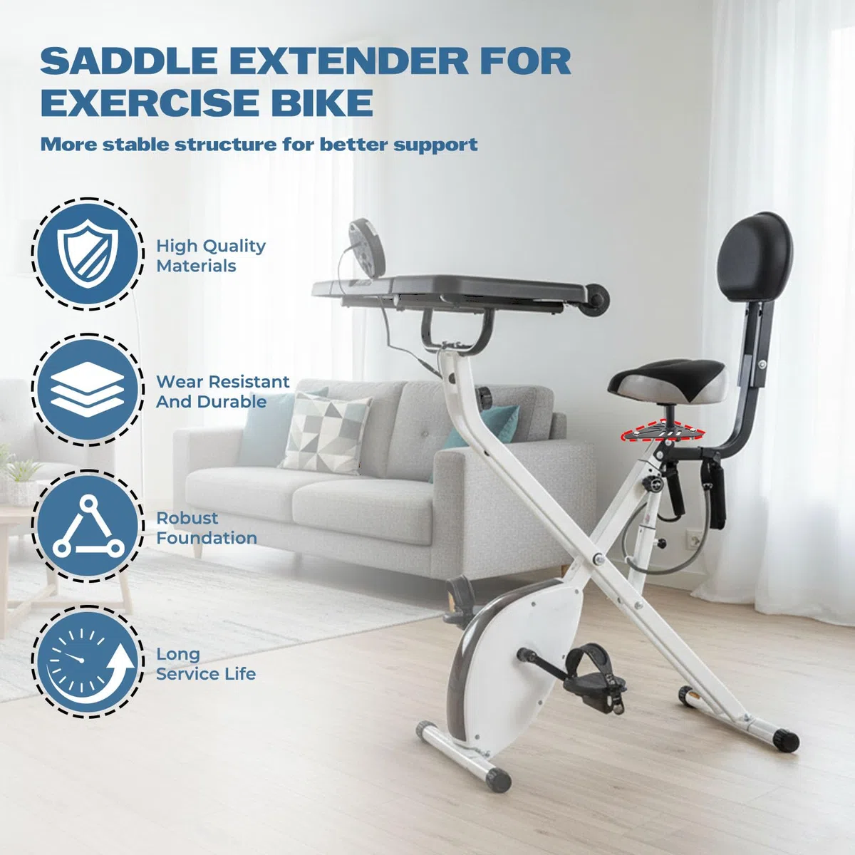 22 mm Sitzadapterverlängerung für FDX 2.0/3.0 Heimtrainer, verbesserte Sattelhalterung mit verlängertem Schlitz-Design für bessere Passform und Stabilität