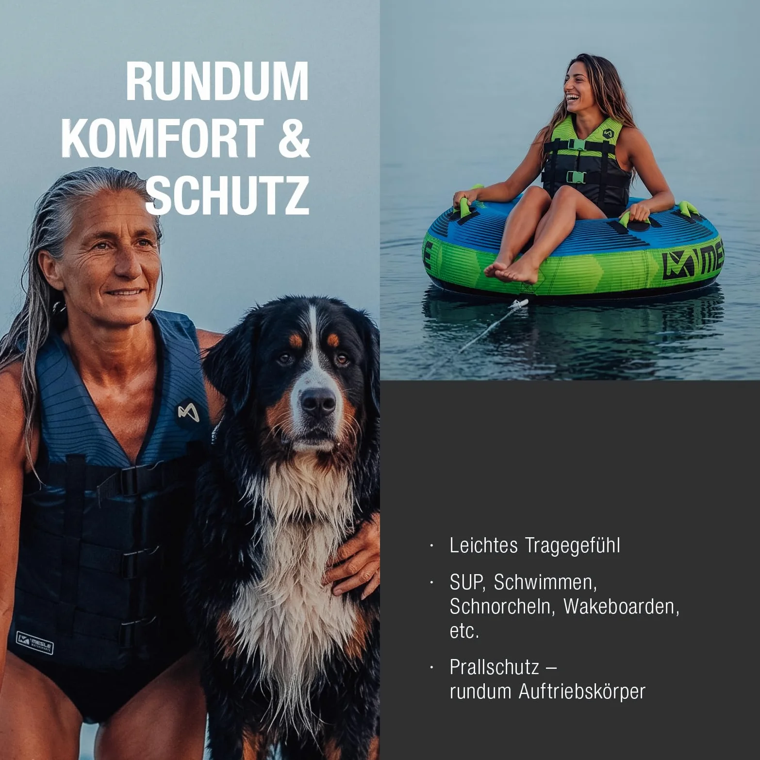 MESLE Schwimmweste H210, 2XS-4XL, Schwimmhilfe für Erwachsene & Kinder, Leichte 50N Auftriebsweste Herren & Damen, Prallschutzweste für Jetski, SUP, Wasserski, Kajak, Wakeboard