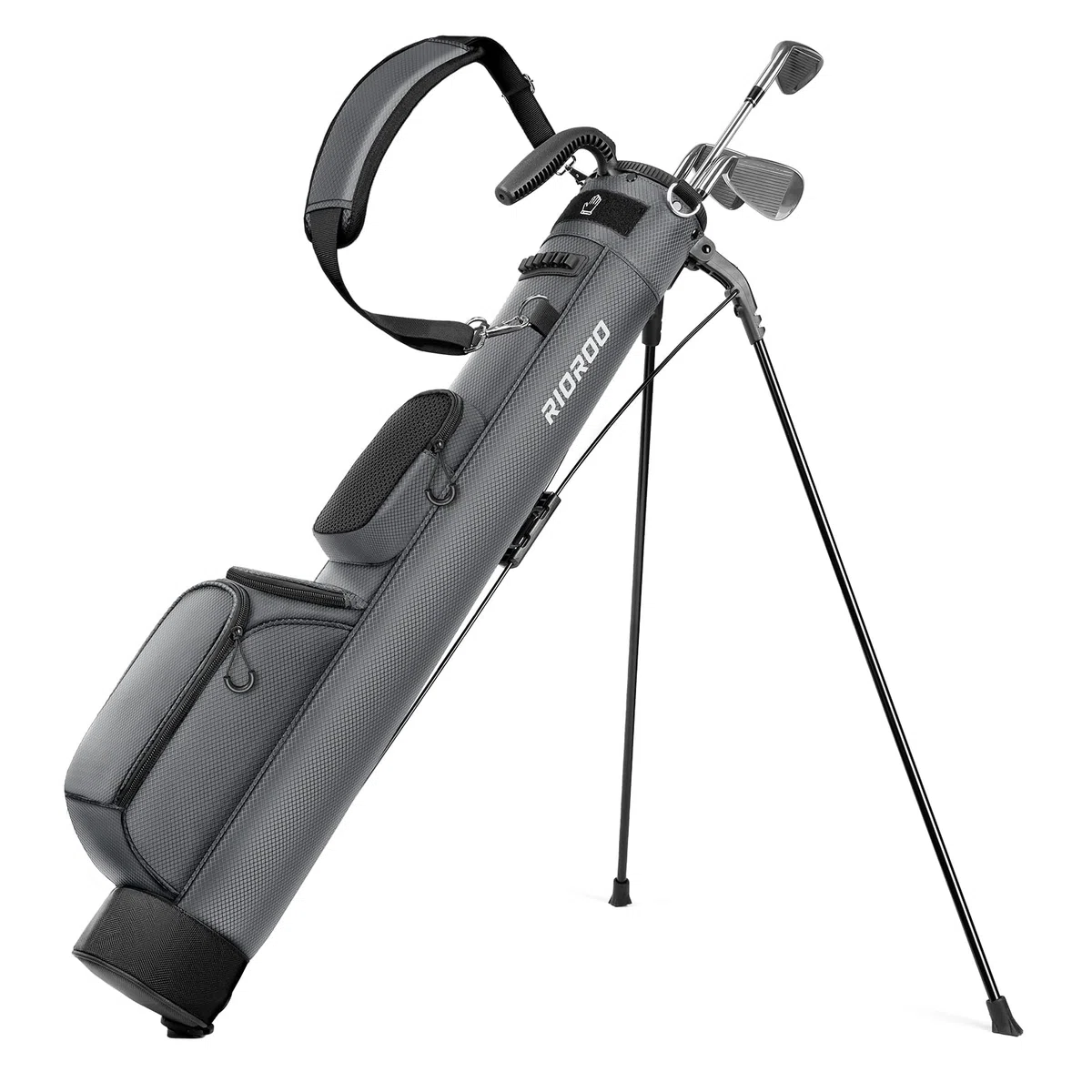 Golf Stand Bag Golf Stand Tragetasche mit Riemen Tasche 2-Wege-Teiler 3 Taschen Leichtgewicht einfach zu tragen für die Driving Range, Par 3, und Executive Kurse