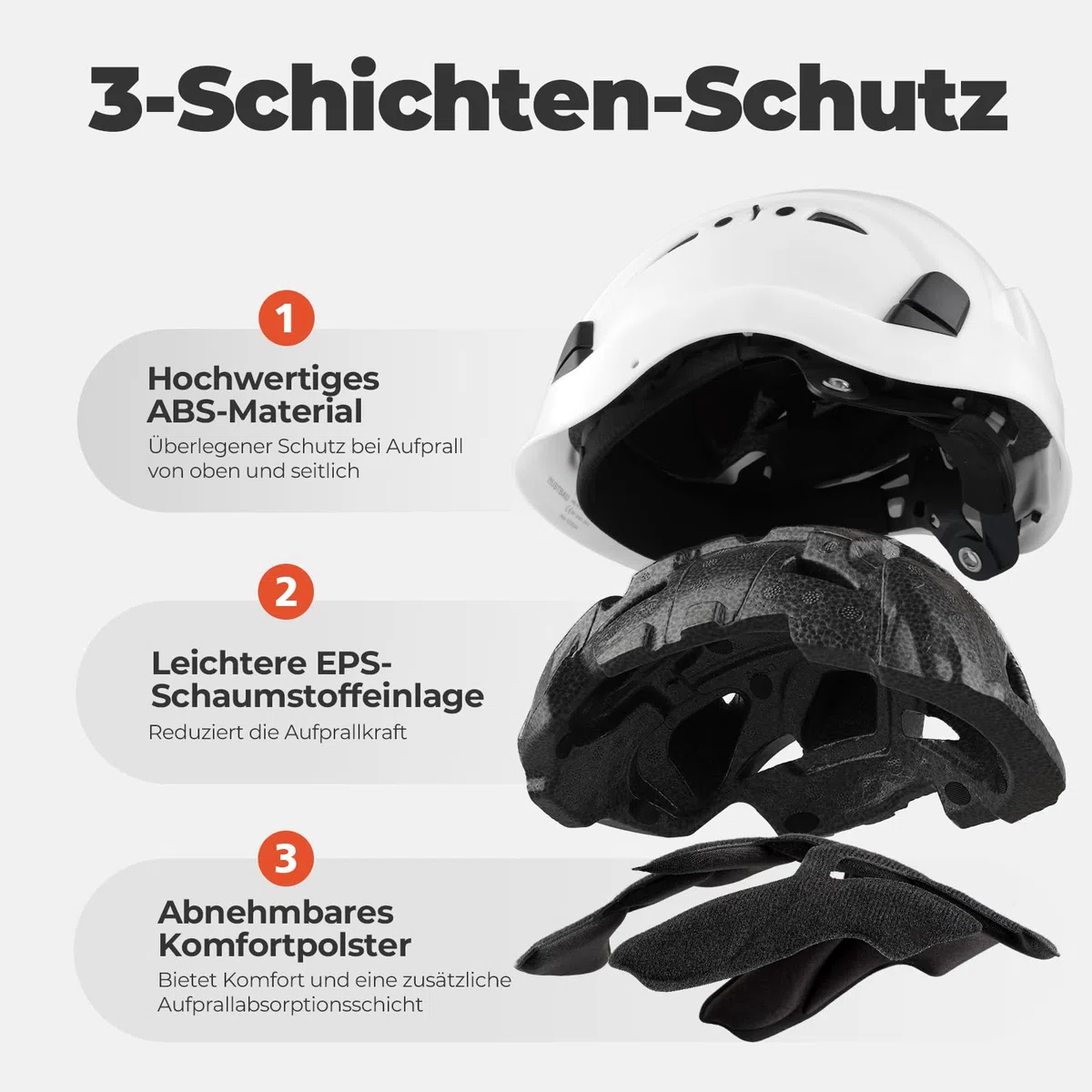 Kletterhelme Bauhelm mit Visier, EN12492, ABS Baustellenhelm, abnehmbares Schweißband, reflektierende Aufkleber Arbeitshelm für Forst, BAU und Kletterarbeiten