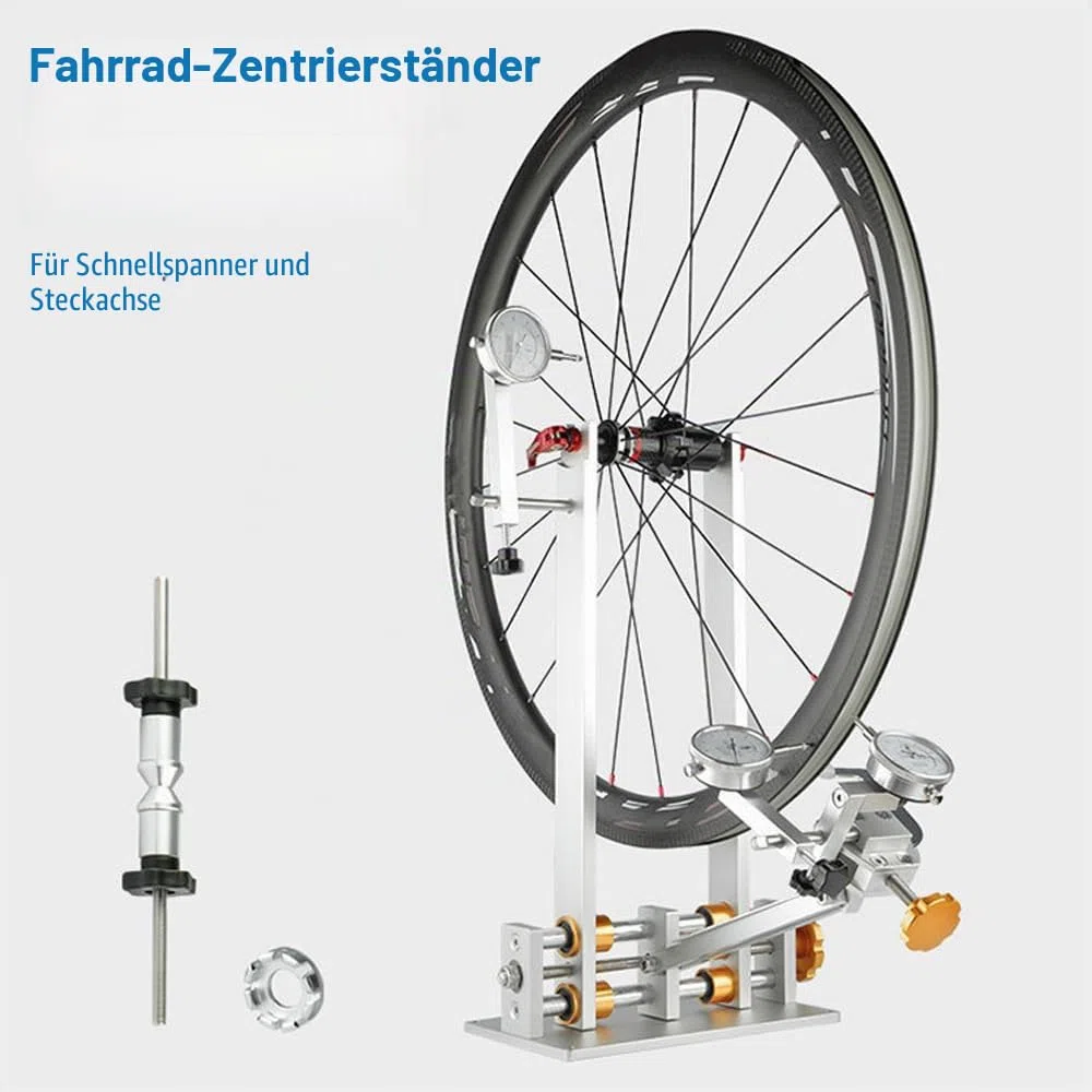 Fahrrad-Rad-Zentrierständer,Fahrrad-Rad-Ausrichtungs-Reparaturwerkzeug mit Messuhr für Schnellspanner und Steckachse,Fahrrad-Radausrichtungswerkzeug