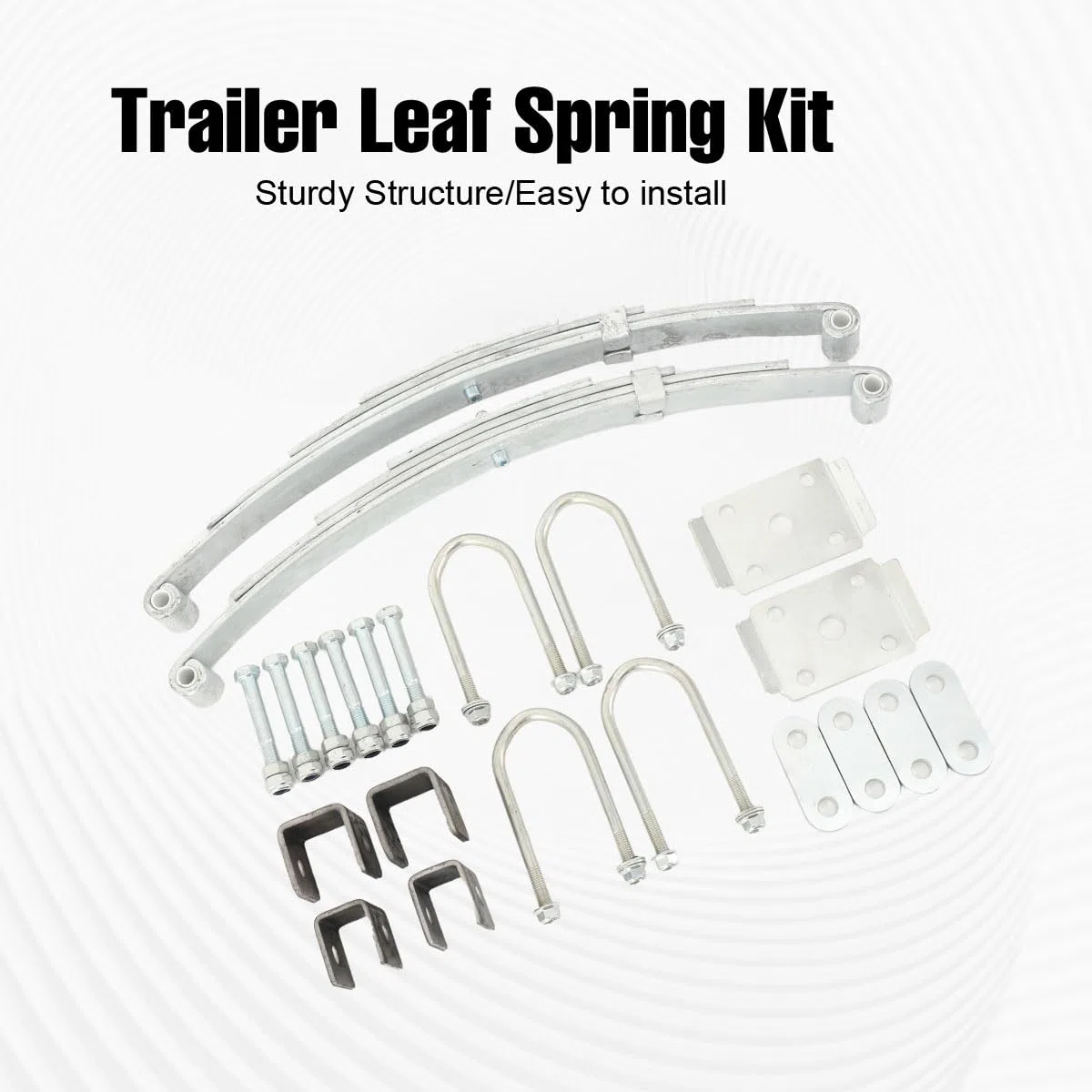 Anhänger-Blattfeder-Kit, 2 Stück Ersatz für SW4B 4-Blatt-Anhängerfeder, Blattfeder Montageset und U -Bolzen Hanger Kit für 3500 lbs Einzelachse, Anhängerachse Suspension Kit