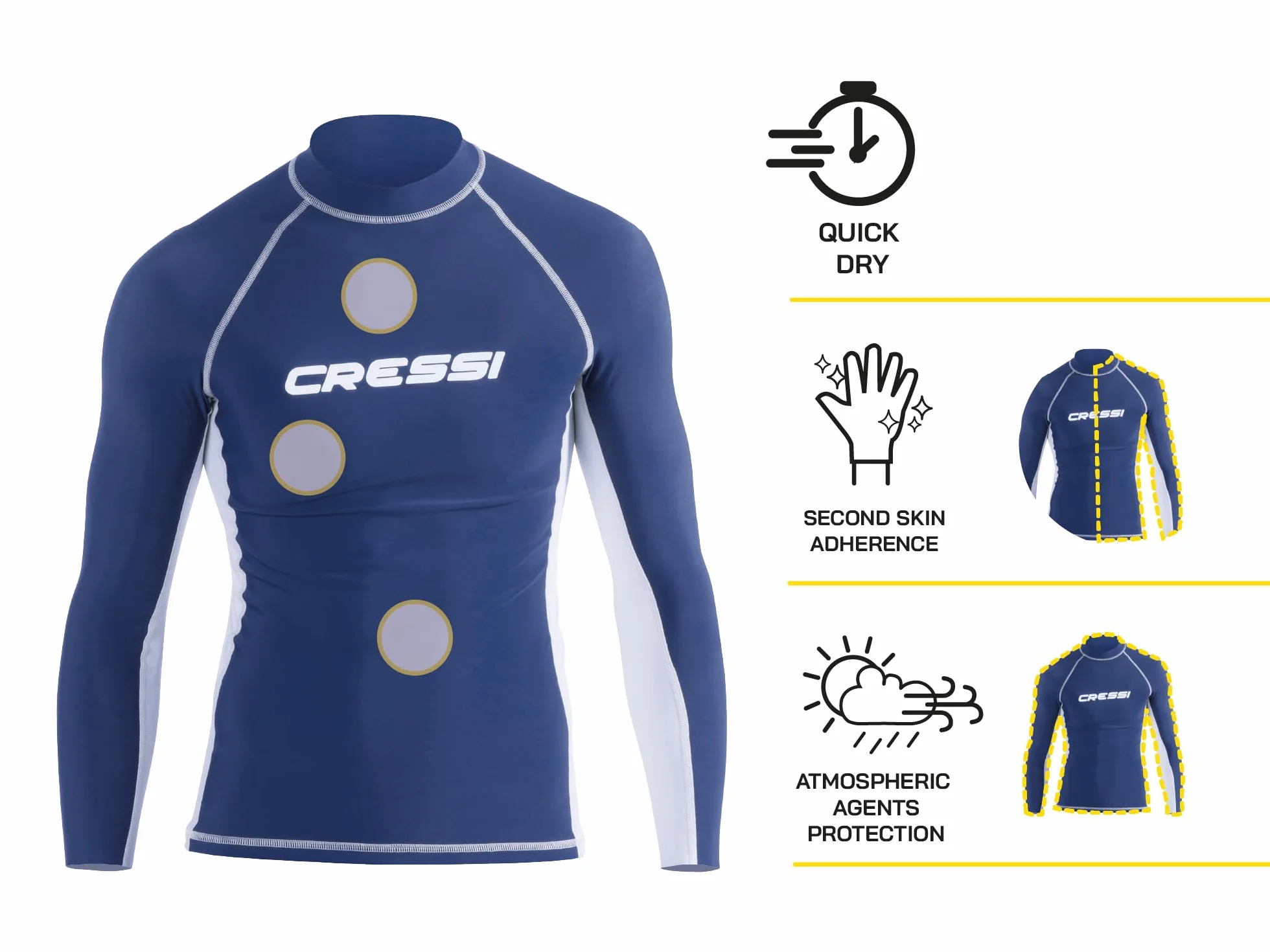 CRESSI Herren Cressi Rash Guard Lange Ärmel aus elastischem Stoff für Erwachsener UV-Schutz (UPF) 50+ (1er Pack)