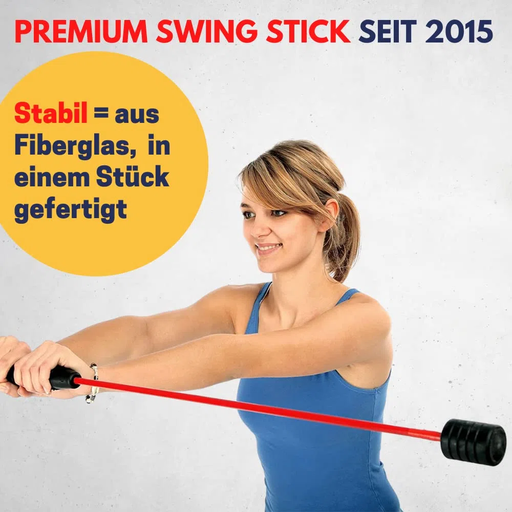 Best Sporting Schwingstab Fitness in 3 Farben mit Tasche I Swingstick für Ganzkörpertraining I Gymnastikstab mit Anleitung für 16 Übungen I Fitnessgeräte für zuhause I Elastic Fitness Bar