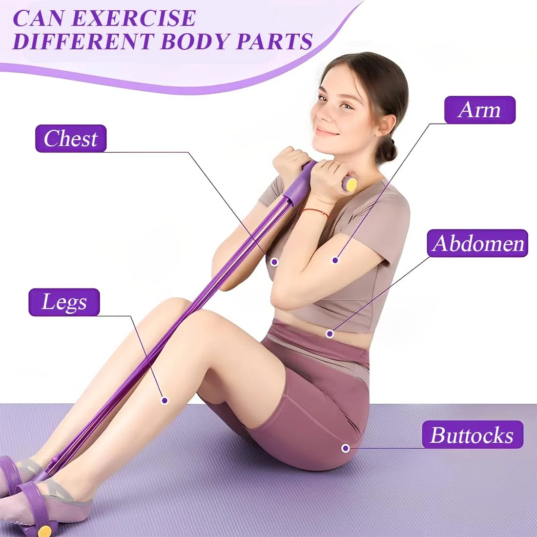 2 Pcs bauchtrainer für zuhause, Bauchtrainer für Zuhause, Fitness-Set mit Expander Fitness und Rückentrainer, Sportgeräte für Zuhause zur Stärkung von Bauch, Beinen und Rücken, TPE-Material