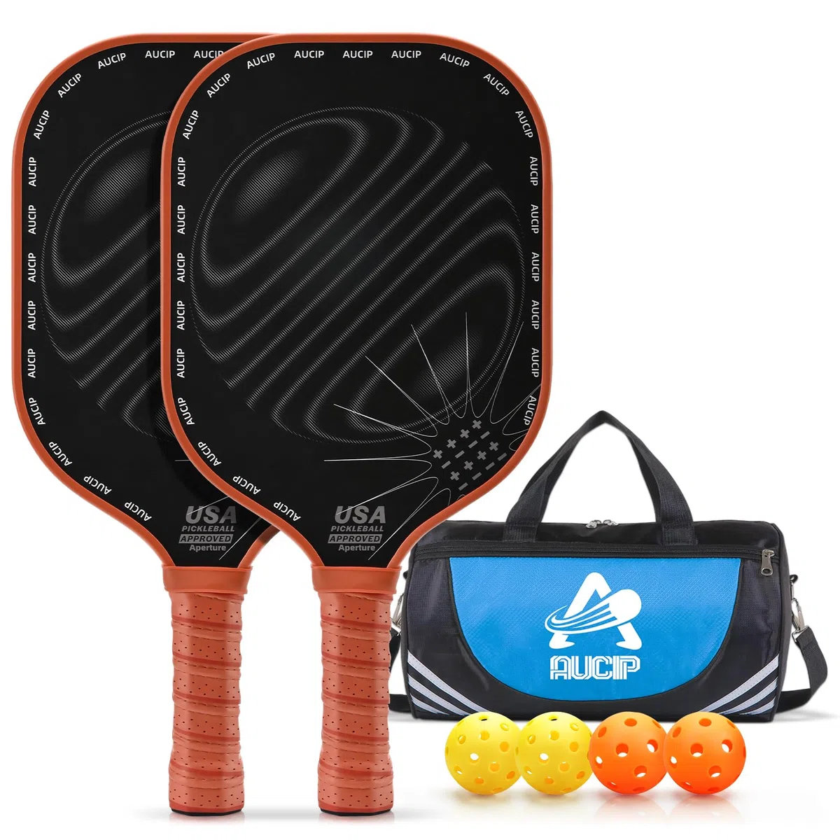 Pickleball Paddle, Pickleball Schläger Set - Fiberglas Oberfläche, 2 Rackets, 4 Bälle, 1 Tasche - Für Innen & Draußen Sport
